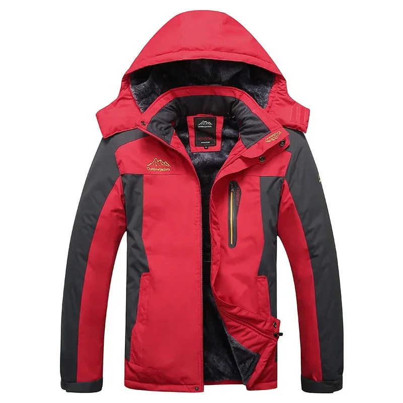 Chubasqueros con forro polar, cazadora para hombre, abrigos de nieve de montaña, Parkas para hombre, chaquetas de esquí impermeables cálidas de invierno con capucha a prueba de viento