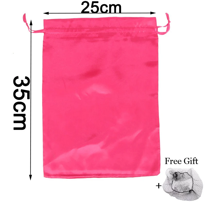 Satin Hair Bags For Bundles Packaging Satin Wig Bags 25*35cm Big Size Satin Silk Hair Packaging Bag With Drawstring 12Colors
