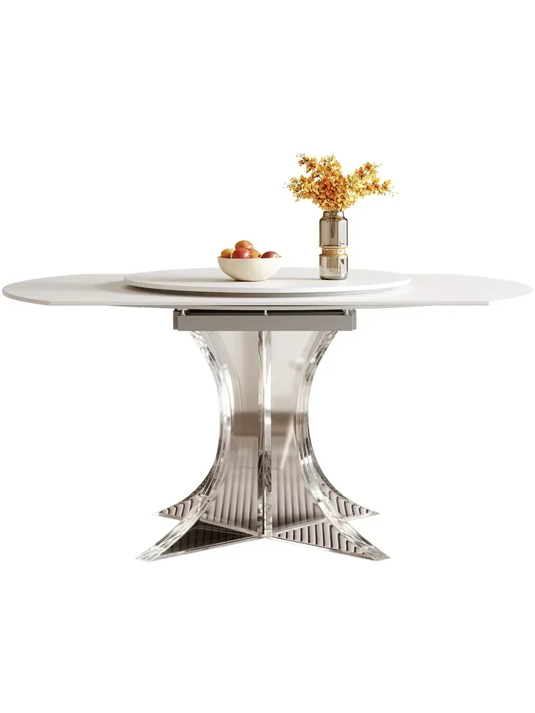 Acrylic Stone Plate Retractable Modern Minimalist Retractable Dining Table and Chair