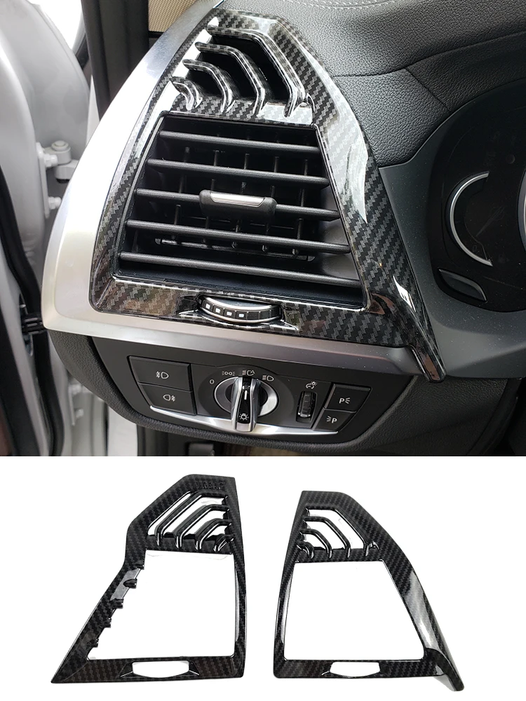 For BMW X4 X3 G02 G01 2021 2020 2019 2018 Air Conditioning Outlet Protective Cover Carbon Fiber Style Trim Car Accessories