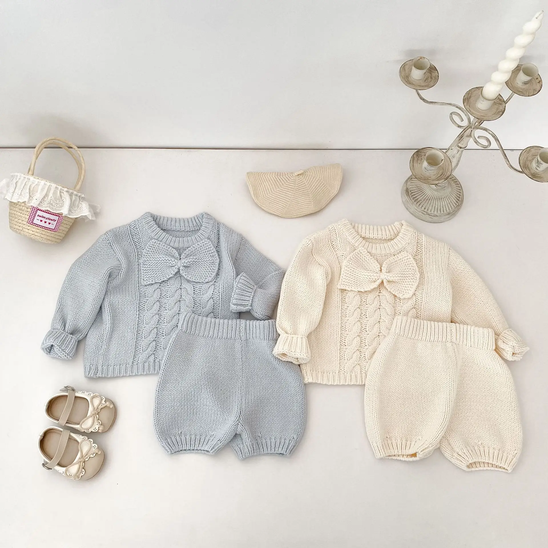 2026 Autumn New Baby Long Sleeve Sweater Girls Cute Sweet Bow Knitted Pullover Toddler Casual Loose Tops Infant Clothes