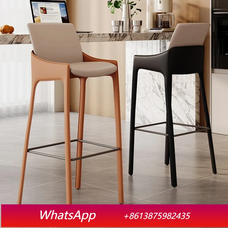 

LTT high-end bar chair high stool cafe light luxury bar leather dining chair