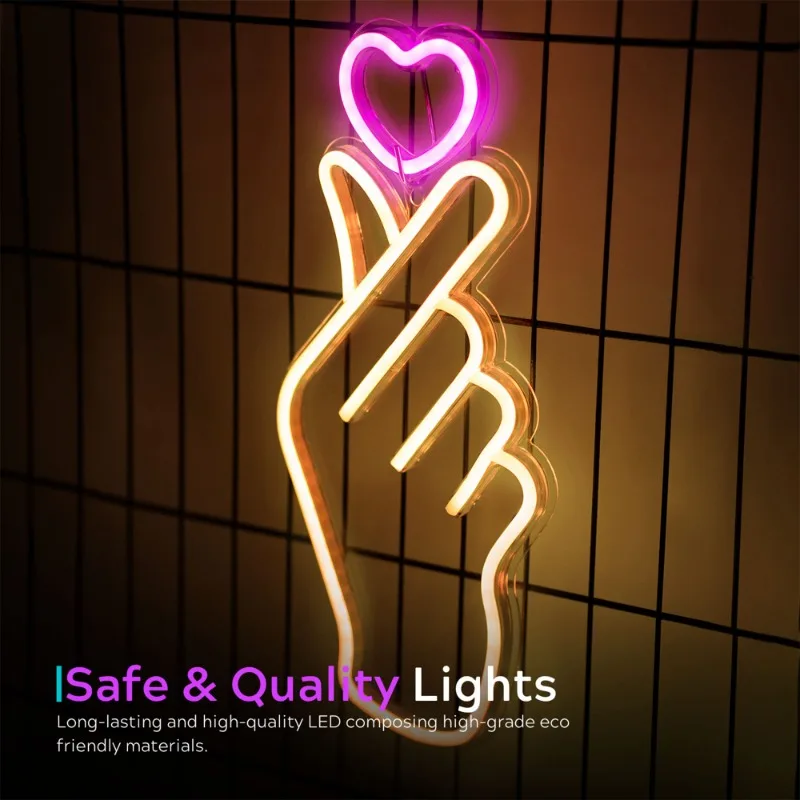 Imagem -03 - Finger Heart- Heart And Thumb Led Neon Light Novidade Sul-coreana Saranghae Love Símbolo Bonito para Quarto de Parede Decoração de Sala de Jogos