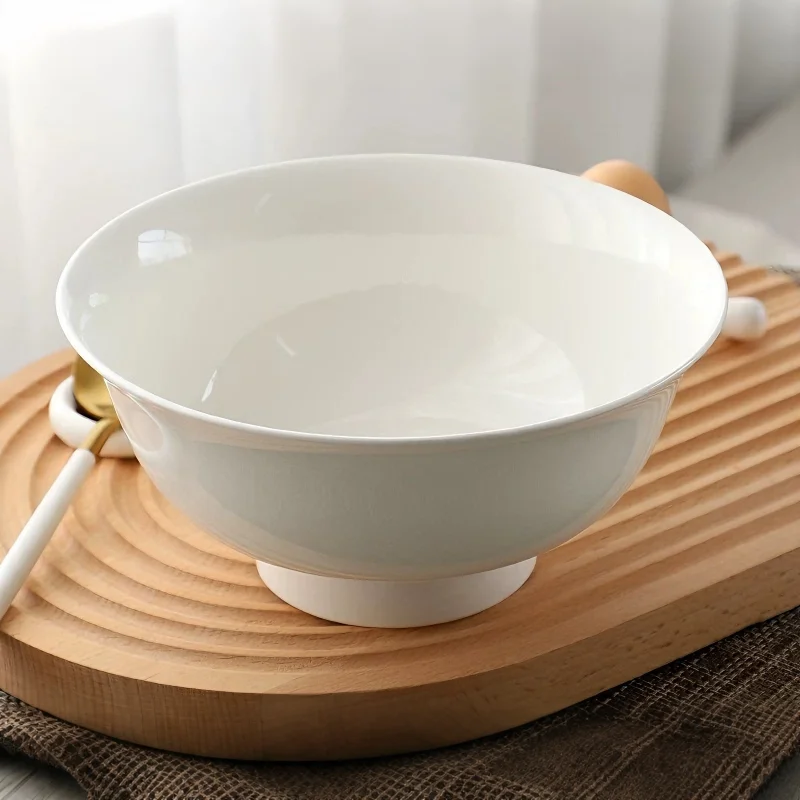 7 inch, plain white bone china ramen bowl, porcelain bowl for serving, ceramic tableware, fruit bowl, cereal bowl, container