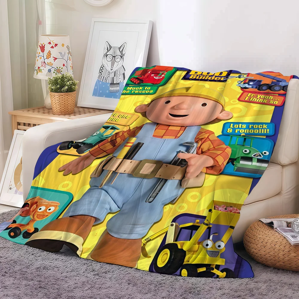 Cartoon cute B-Bob the B-Builder Blanket For Sofa Office Bed Plane Travel Sleep Read Relax Camping Soft And Warm