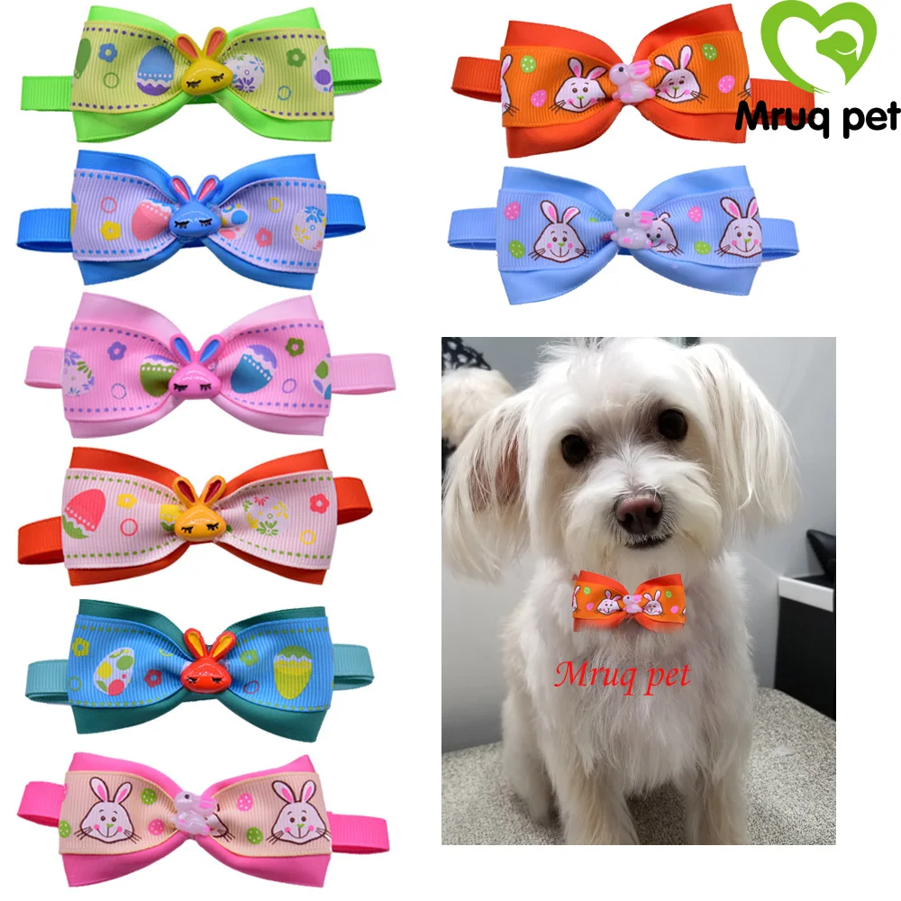 

60pcs/Lot Cute Pet Puppy Dog Cat Bow Ties Adjustable Easter Rabbit/Bunny Patterns Dog Bowties Dog Accessories Pet Supplies