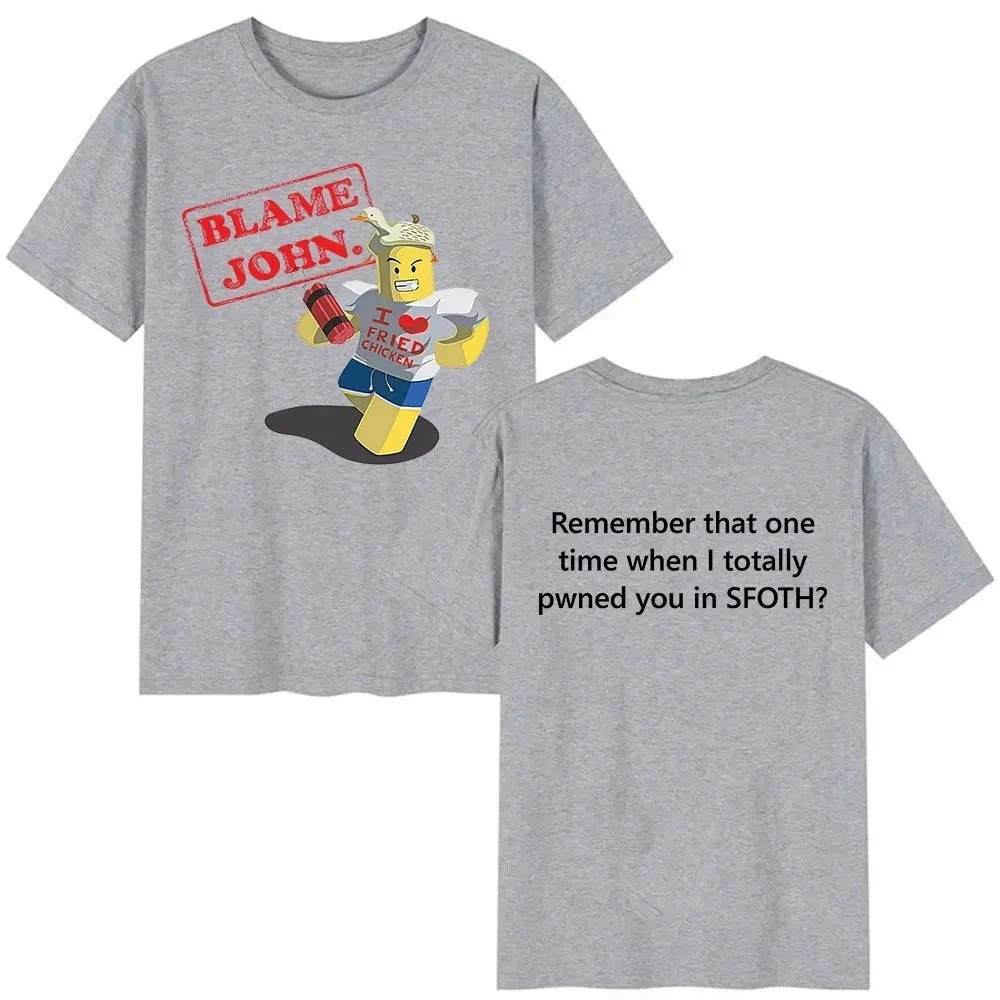 Shedletsky Blame John Forsaken Weißes Freizeit-T-Shirt für Herren und Damen, Luxusmarken-Oberteil – Detail 5
