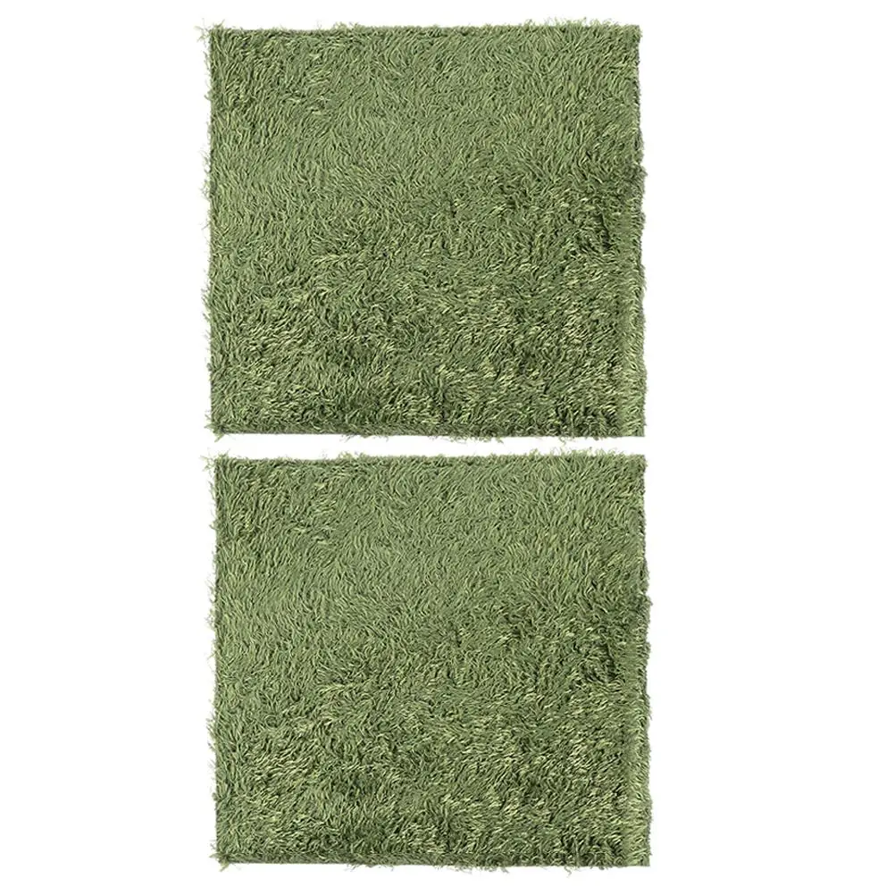 2 Pcs Climbing Pet Fake Lawn Reptile Mats Thick Moss Artificial Carpets Cotton Absorbent Green Rugs