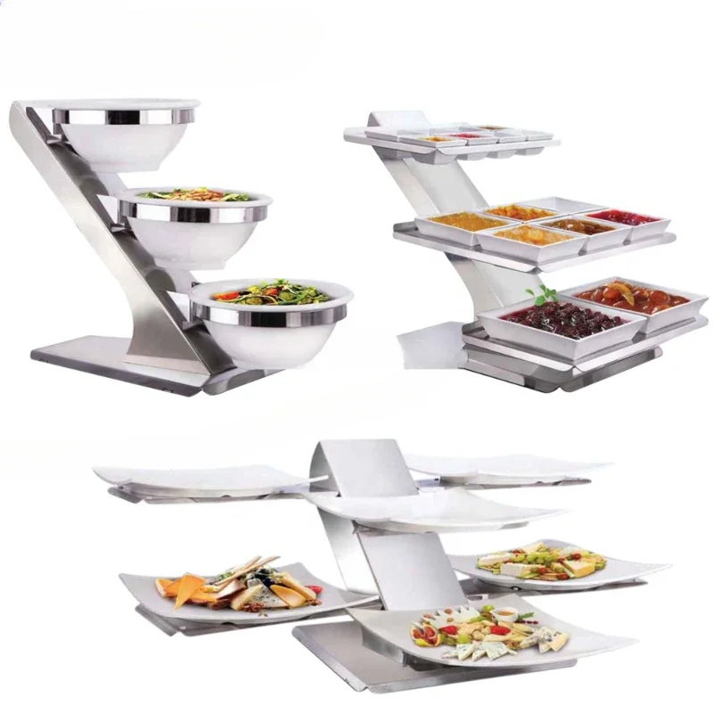 Star brand wedding decoration afternoon tea stall buffet set stainless steel multi-layer hotel buffet riser