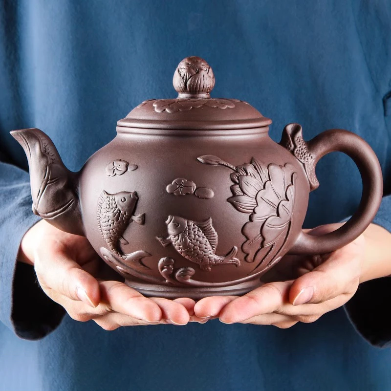 1000ml Yixing Purple Clay Pot Large Size Annual Surplus Household Handmade Tea Pot Large Capacity Kung Fu Tea Set Tea Cup Set