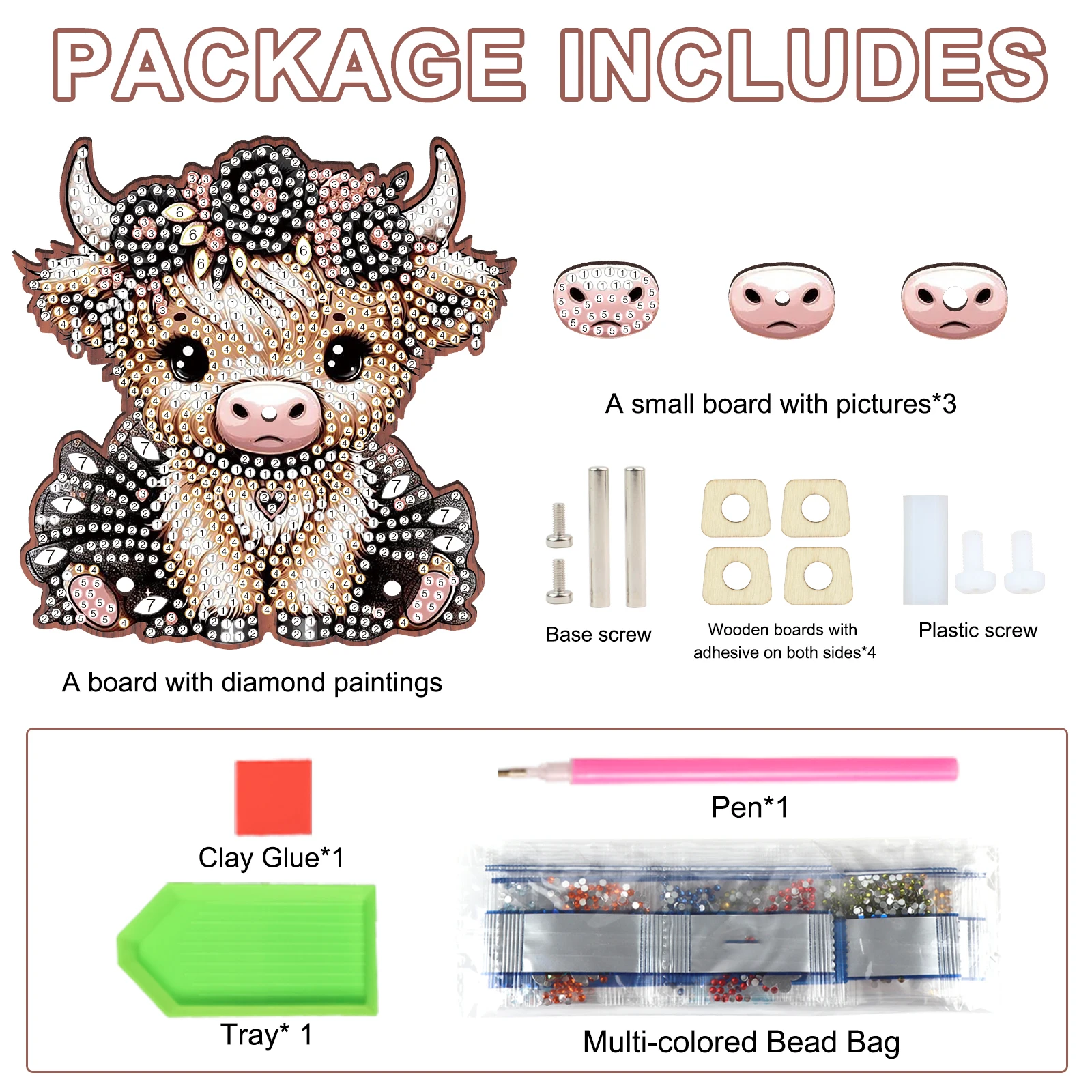 

Handmade Wood Cute Cow DIY Diamond Art Special Shaped Glasses Holder for Adults