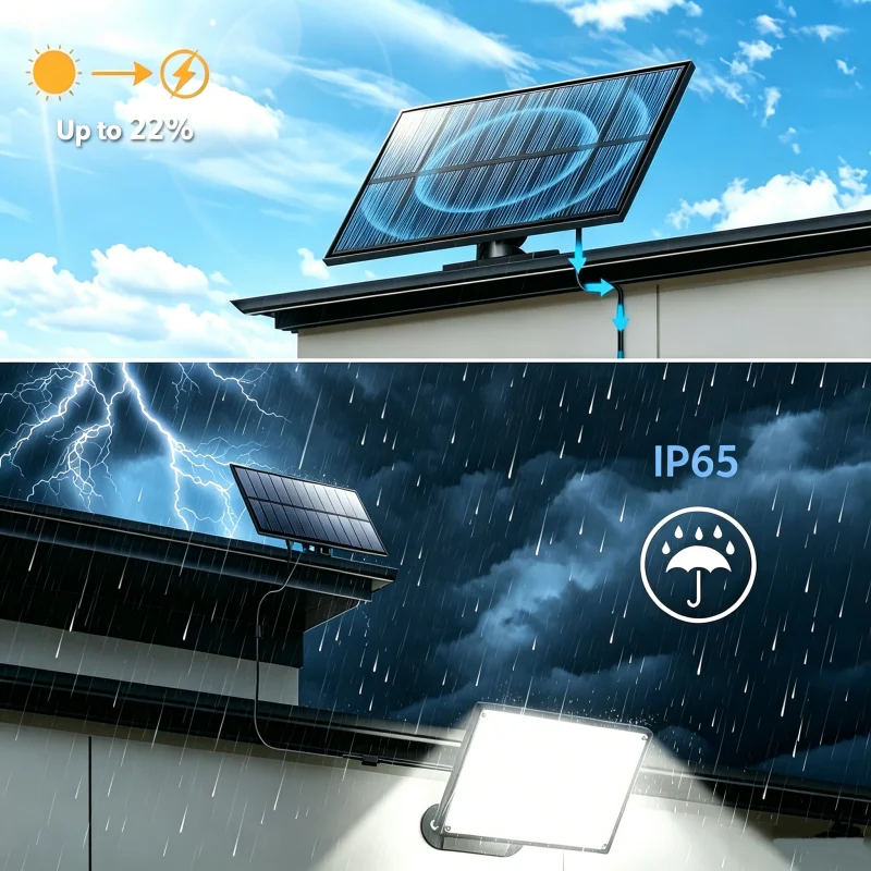 127 LED Split Solar Flood Light PIR Motion Sensor 3 Modes IP65 Waterproof 5M Cable Cool White for Garden Garage Yard Patio