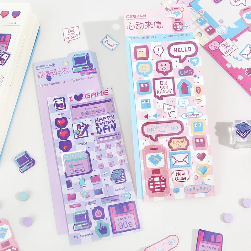 1pc Cute Pixel Candy Series Decorative Stickers Planner Journal Collage DIY idol card Material Sticker Kawaii Korean Stationery