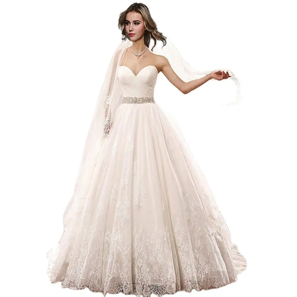 

ZJ9023 Sweetheart Strapless Boho Wedding Gowns Lace Skirt Applique 2023 Robe Mariage Off White Princess Tulle Bridal Dress