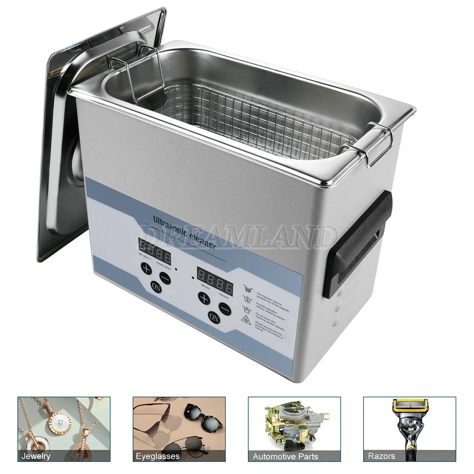 New Stainless Steel Industry Ultrasonic Cleaner 3.2L Heated Heater With Timer