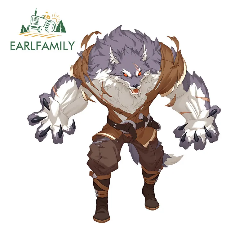 EARLFAMILY Furry Wolf Car Stickers Amusing Cartoon Motorcycle Helmet Vehicle Waterproof Vinyl Decal Modern Car Door Protector