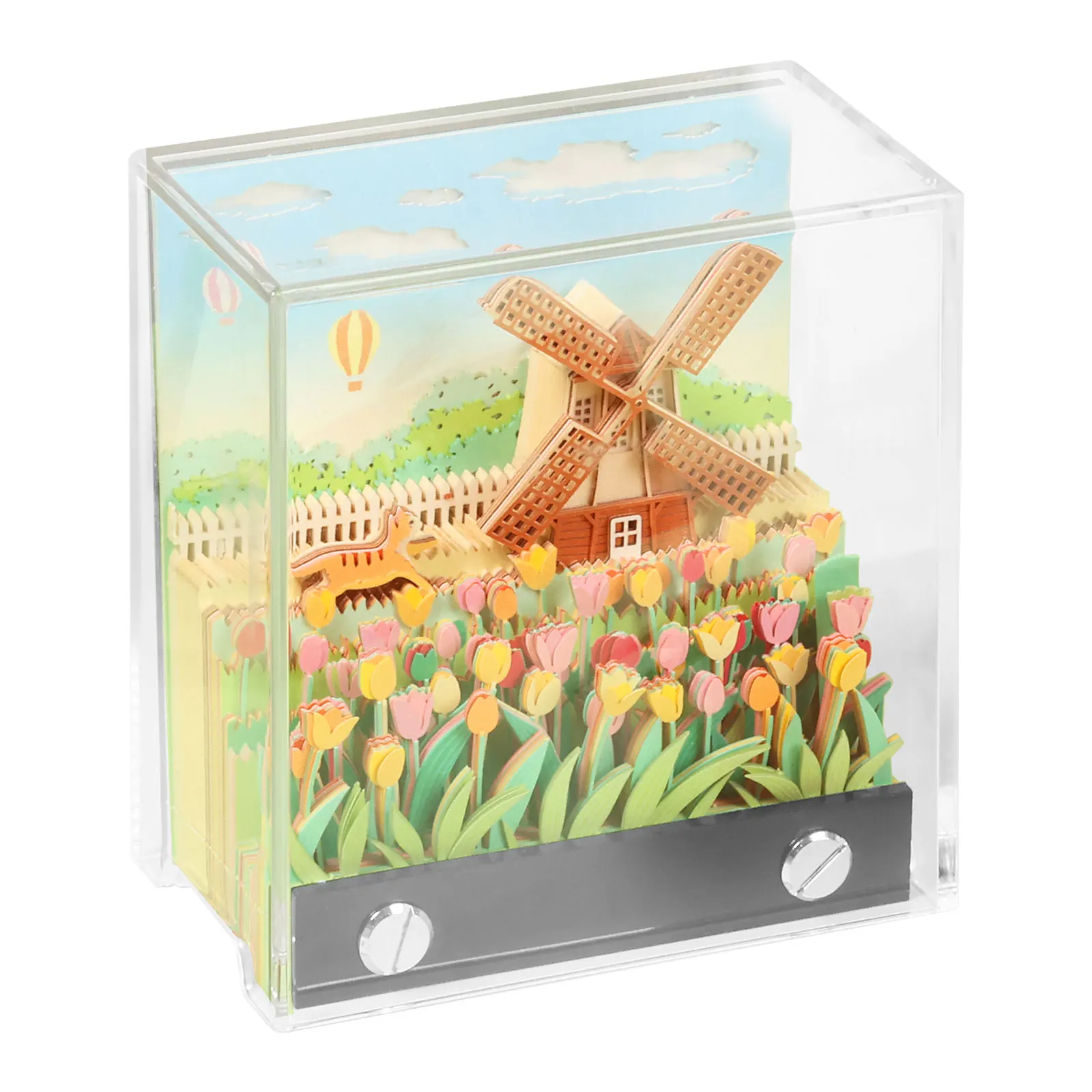 3D Stereo Notepad with Dust Proof Cover Tear Away Paper Carving Garden Windmill Sticky Note Christmas Decoration Ornaments