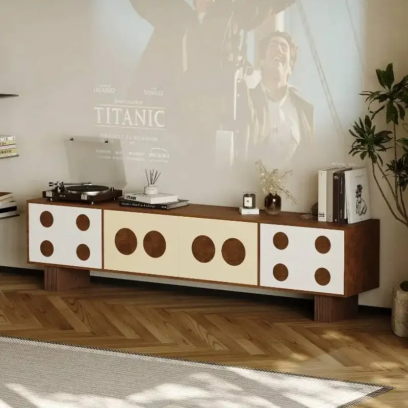 Walnut Creative Luxury Fashionable Tv Cabinet Floating Black Smooth Premium Functional Tv Cabinet Meuble Sejour Media Furniture