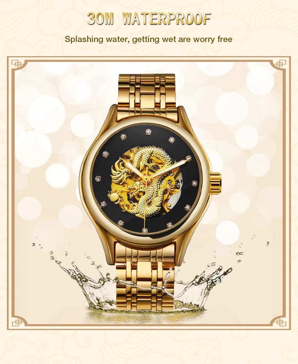 T-WINNER High-end Luxury Dragon Woman Watch Stainless Steel Skeleton Mechanical Diamond Women's Wrist Watches Automatic Movement - Image 3