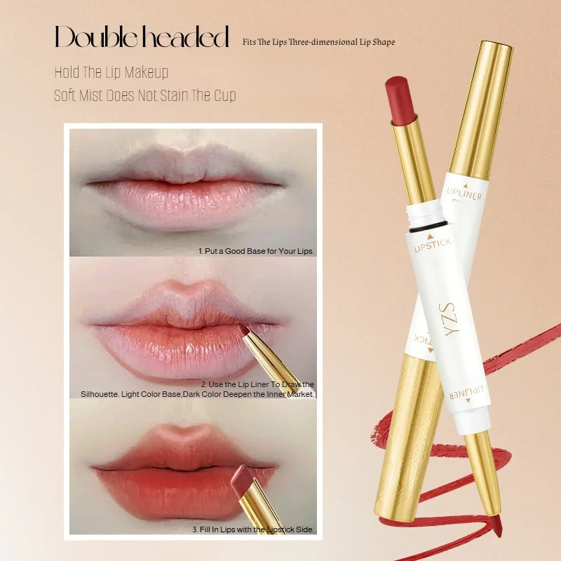 Il rossetto a doppia testa non è facile da sbiadire delinea la nebbia morbida e chiude il rossetto a tubo sottile senza macchiare la tazza