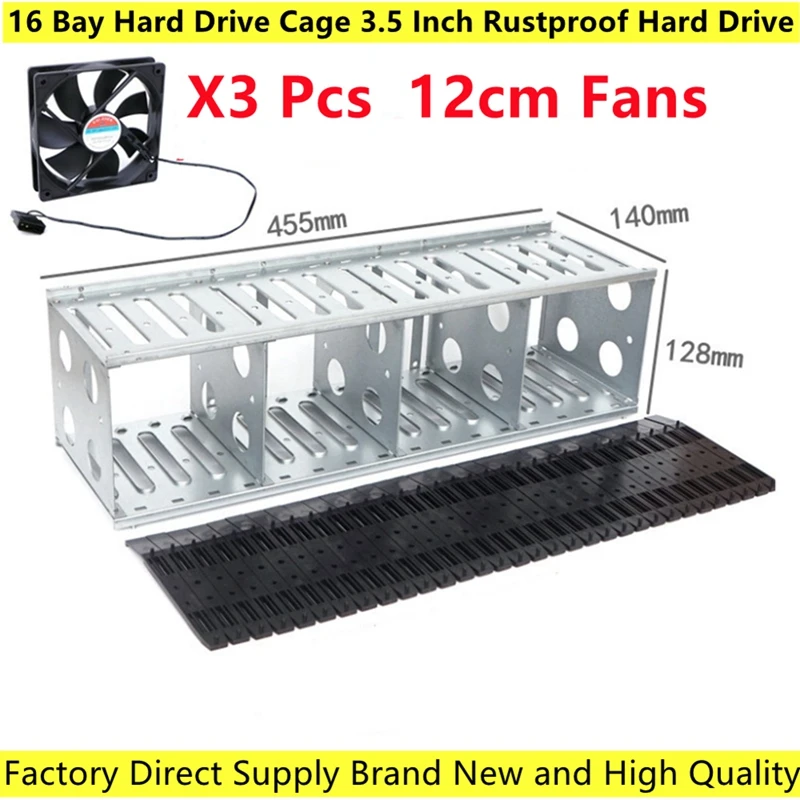 Imagem -05 - Suporte de Empilhamento Clássico do Ferro Hdd Gaiola do Disco Rígido Rustproof Cremalheira da Bandeja pc 12cm Ventila 16 Baía 35 Novo o