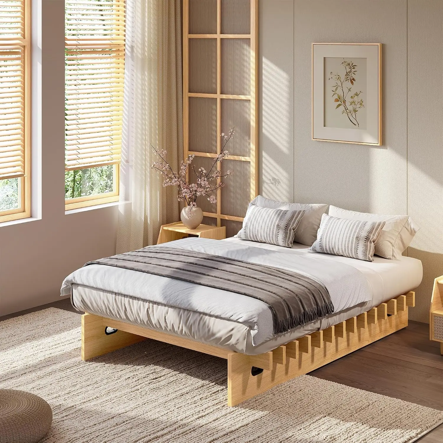 Full Size Wood Platform Bed Frame Easy Assembly Minutes, Customized