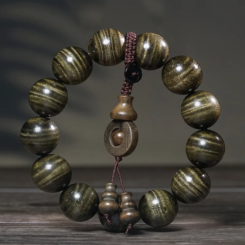 

Натуральный Темно-Золотой Фиби Водная Волна Зерно Мала Черное Дерево Мужские Молитвенные Бусины Фестиваль Подарок