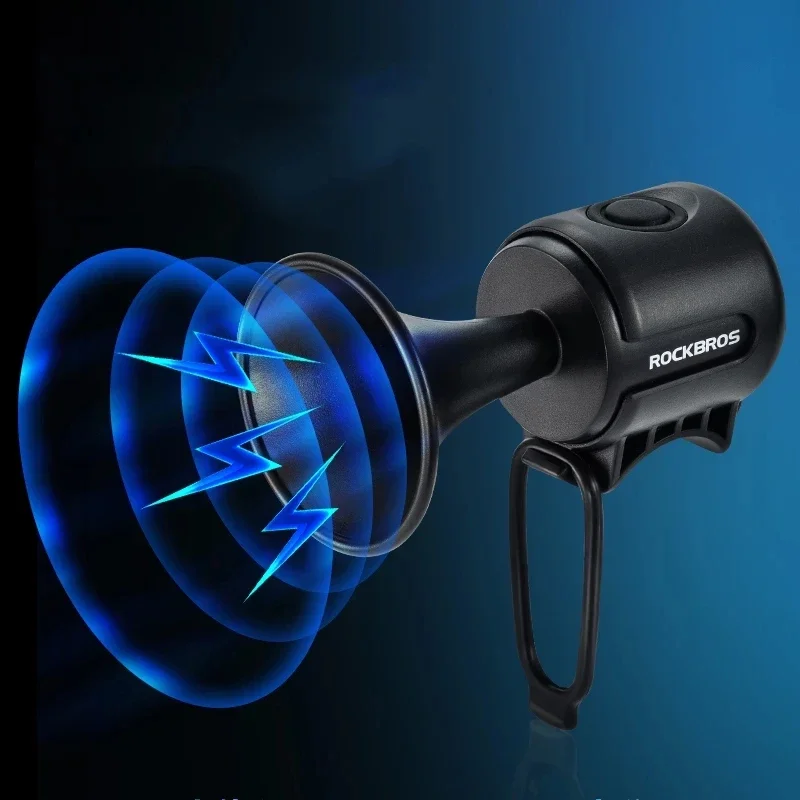 ROCKBROS Bike Electronic Loud Horn 120dB Warning Safety Electric Bicycle Handlebar Alarm Ring Bell IPX4 Waterproof Bike Bell
