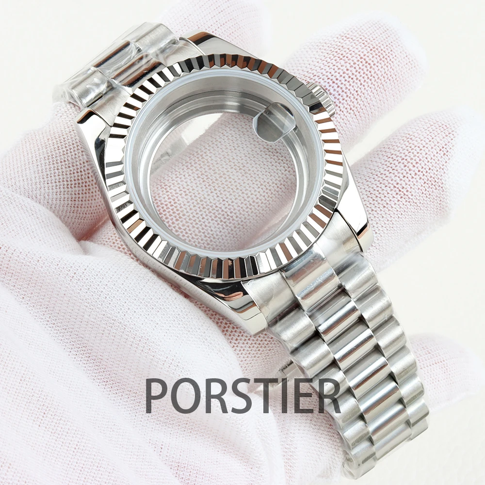 

36mm/39mm Silver Watch Case for Datejust NH35 NH36 movement Presidential Bracelet Stainless steel Sapphire Glass High Quality