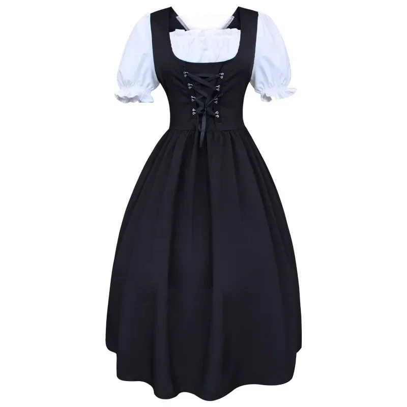 S-5XL Medieval Dress Cosplay Costumes Renaissance High Waist Slim Stitching Dress Women Halloween Party Show Dresses