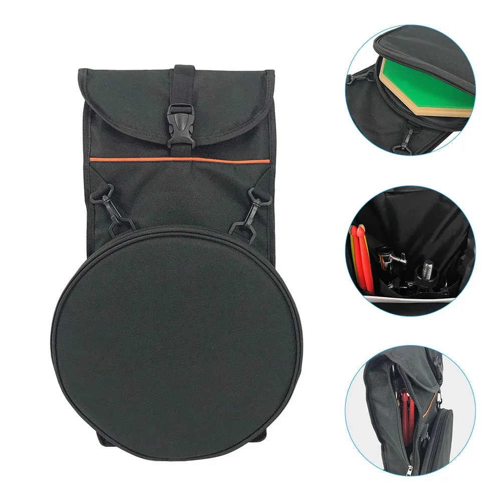 Dumb Drum Storage Pouch for Instrument Adjustable Bag Portable Backpack Black Oxford Cloth Travel