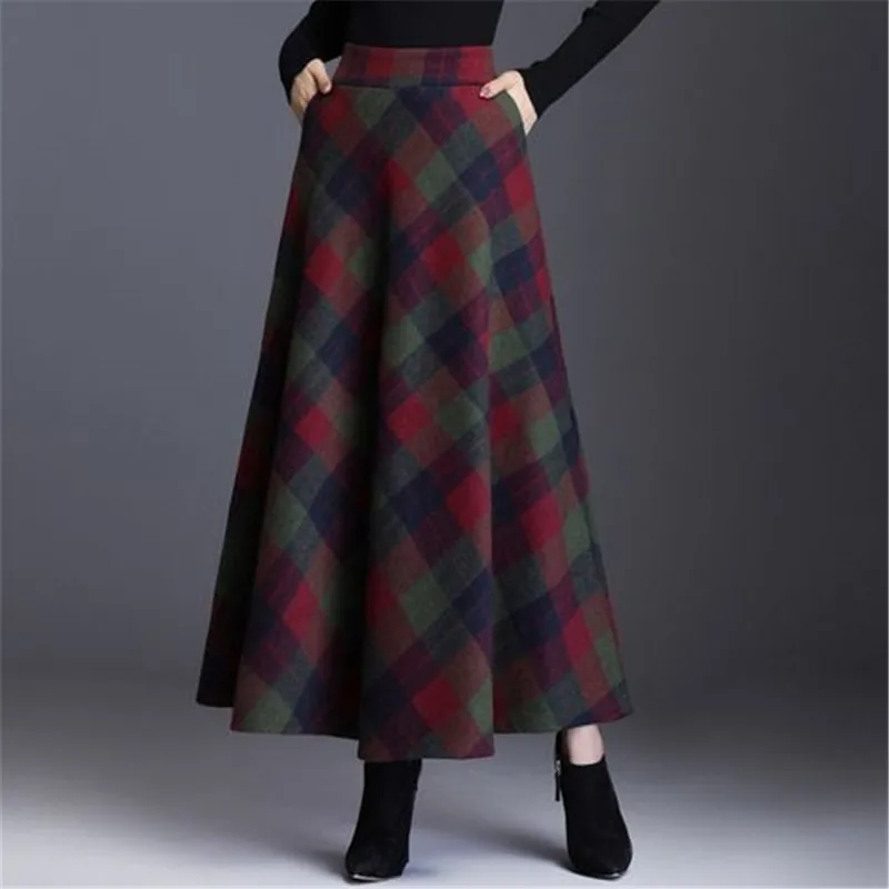 Imagem -02 - Bolsas Estilo Inglês Midi Plissadas Saia de Tartan de lã Linha a para Mulheres Saias Xadrez Grossas Quentes s a 3xl Inverno 2023