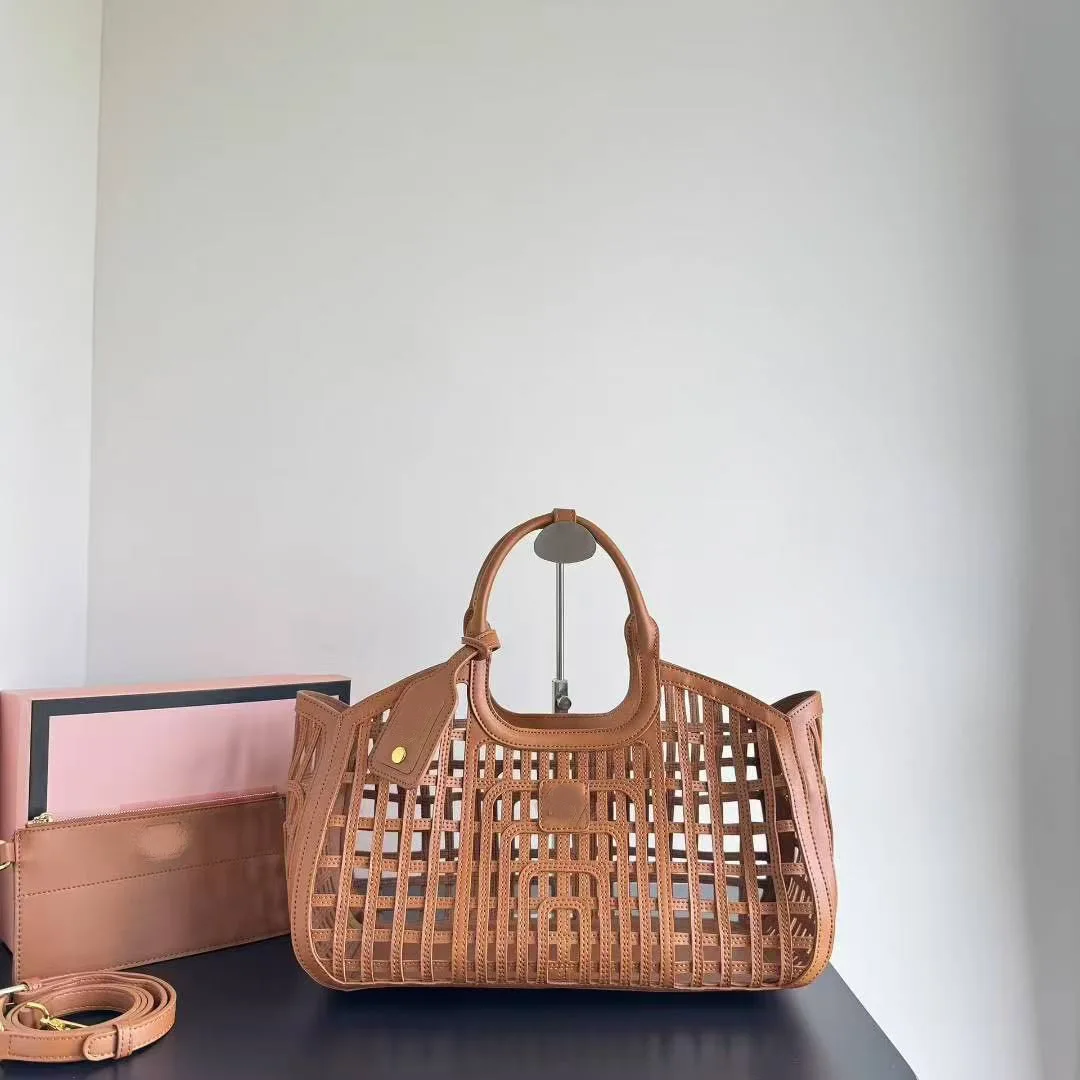 

Fashion Hollow Out Basket Bag Minimalist Design Woven Handbag Shoulder Crossbody Bag With Long Strap