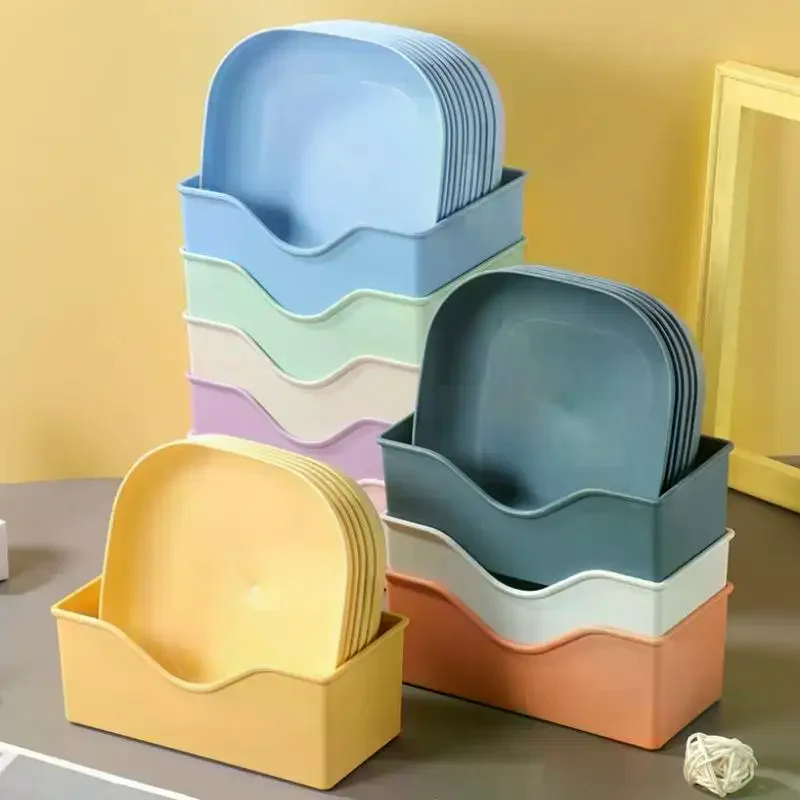 10pcs Set Reusable Fruit & Dessert Plates - Washable, Multifunctional Snack Dishes With Built-In Base For Bones & Candy