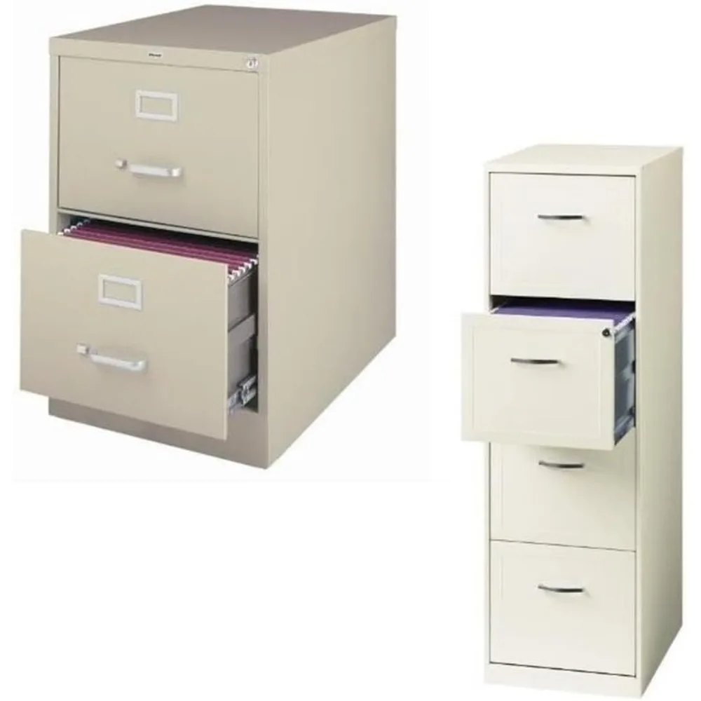 

White and Putty Dual-Tone 2-Drawer and 4-Drawer File Cabinets