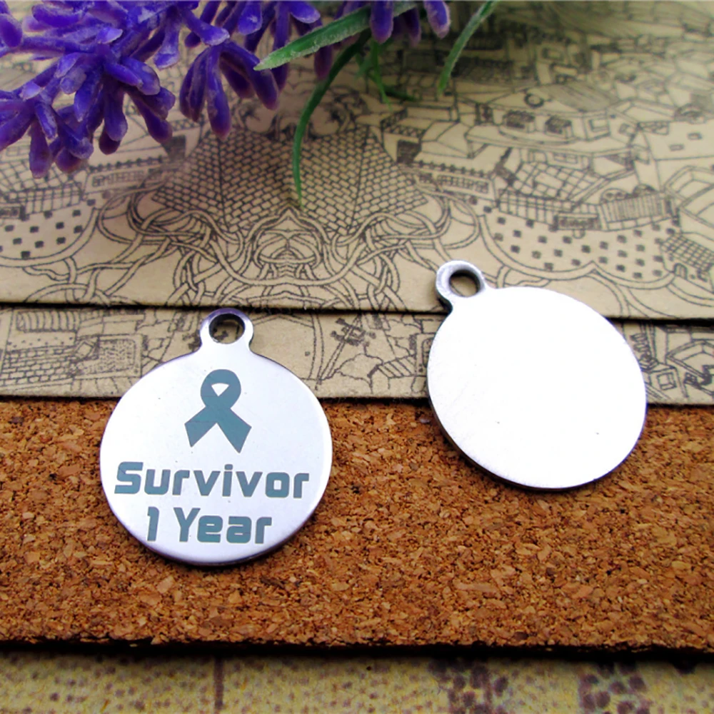 20pcs/lot cancer warrior Survivor stainless steel charms for jewelry making supplies diy accessories Pendant woman beads trinket