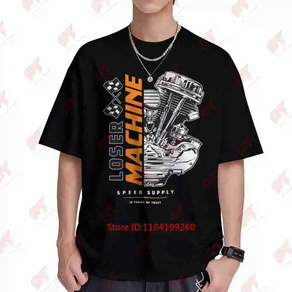 Loser Machine Pan Overdrive Engine Racing Short Sleeve Tee 100% Cotton T-Shirt