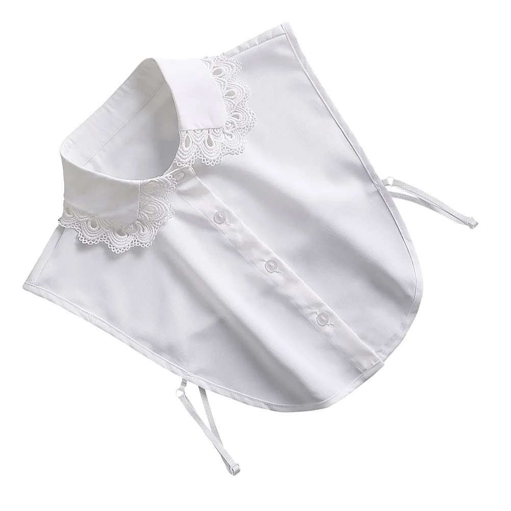 

White Chiffon Fake Collar Detachable Half Shirt For Women Elegant Costume Accessories Formal Wear Party Office Daily Use Fashion