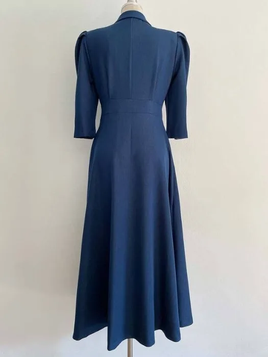 ชุดสูทสไตล์วินเทจเก๋ไก๋ ทรงเข้ารูป แขนพอง คอปก ดีไซน์กระดุมเดี่ยว ช่วยกระชับเอว สำหรับผู้หญิง