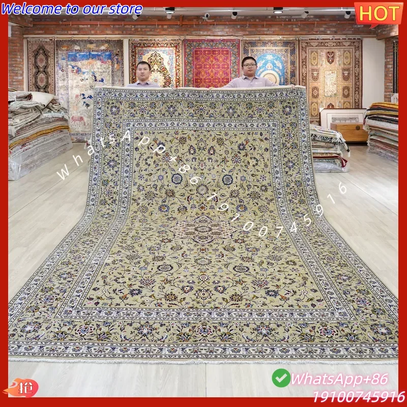 CECertificate Large 262x305cm Persian Handmade Wool Rugs Green Handiwork Woolly Carpets