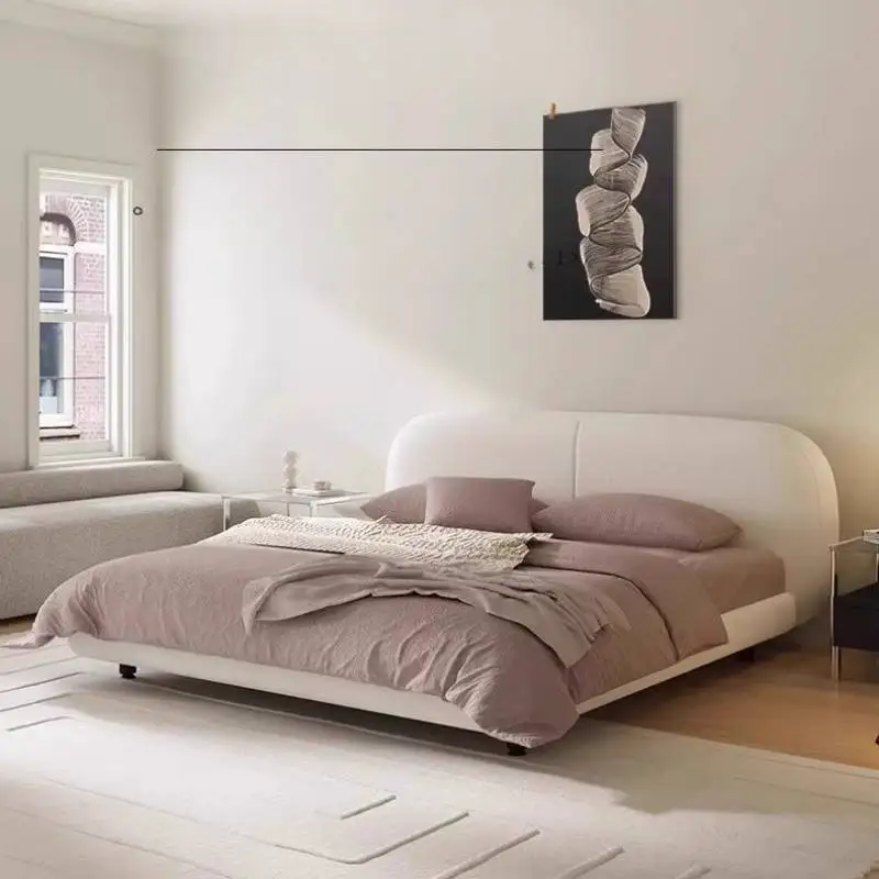 

Unique Design Double Bed European Beige Minimalist Modern Storage Double Bed Frame Japanese Cama Queen Size Furniture For Home