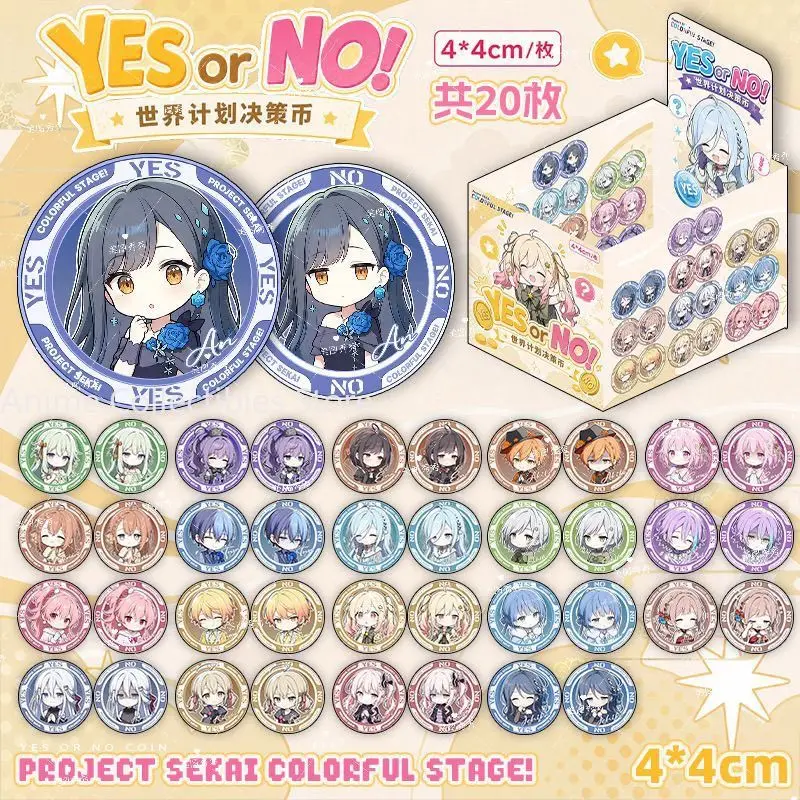 20 Stück YES NO Entscheidungs-Glücks- und Wunschmünzen Project Sekai Momoi Airi Toya Aoyagi Acryl-Entscheidungsmünzen Gedenkmünzen Anime-Requisiten