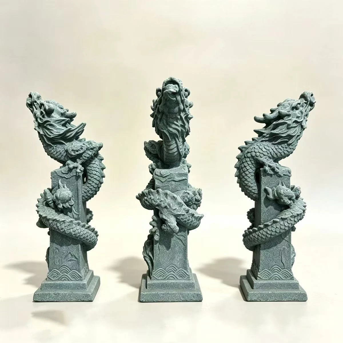 Sandstone Zodiac Panlong Dragon Statue Chinese Mascot Home Room Office Feng Shui Statue Best Gift in Year of the Dragon