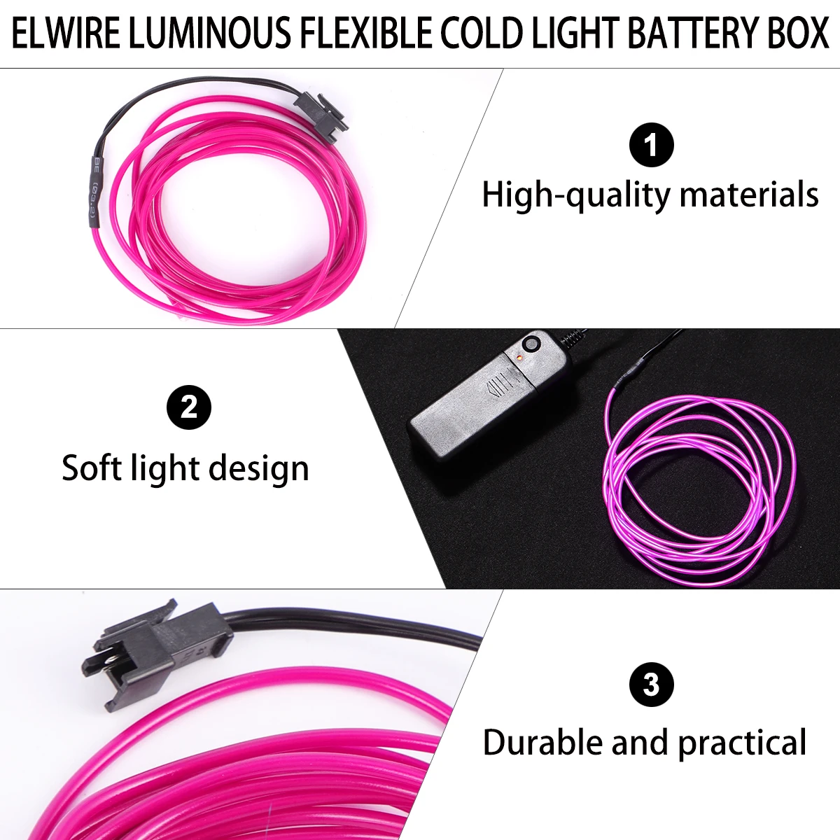 

2M Glowing Electroluminescent Wire Purple Strobing Flexible Cuttable LED Lights Halloween Christmas Cosplay Vehicles