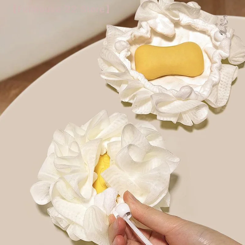 

【MAX-22】2 шт. 2-в-1 мочалка-полотенце для ванны с завязками, мягкая отшелушивающая сетчатая мочалка для мытья и душа