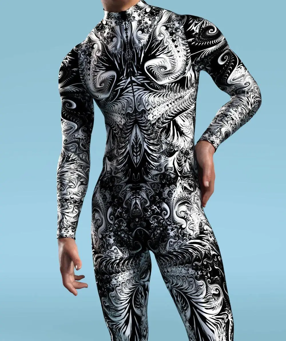 Herren Regenbogen-Party-Punk-Jumpsuit Onesie Halloween Cosplay Kostüm Elastischer Party-Performance-Bodysuit – Detail 9
