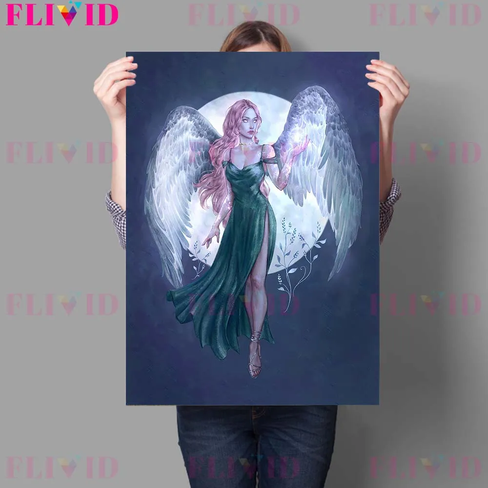 لجنة ساحرة القمر و لونا العثة الرسم على لوحات القماش الجدارية الكرتون القمر السحر فتاة المشارك و طباعة ديكور المنزل #2