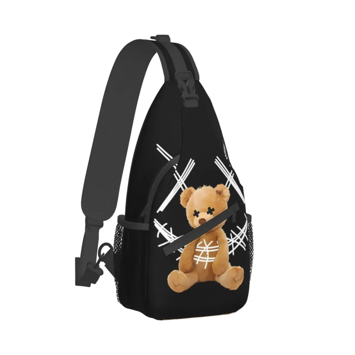 Cool Smiley Crossbody Chest Bags Teddy Bear Pockets Travel Pack Messenger Sports Teens Shoulder Bag Unisex