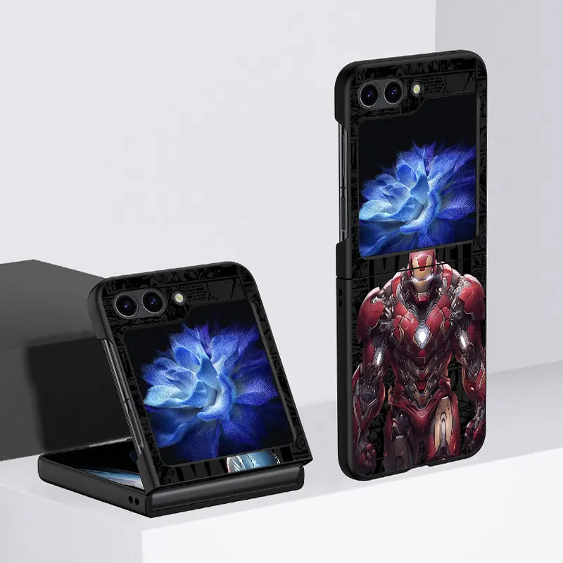 Phone Case Back for Samsung Galaxy Z Flip 5 ZFlip4 ZFlip5 5G ZFlip3 zFlip5 Flip4 3 Black TPU Cover Spiderman Venom Steve-Rogers