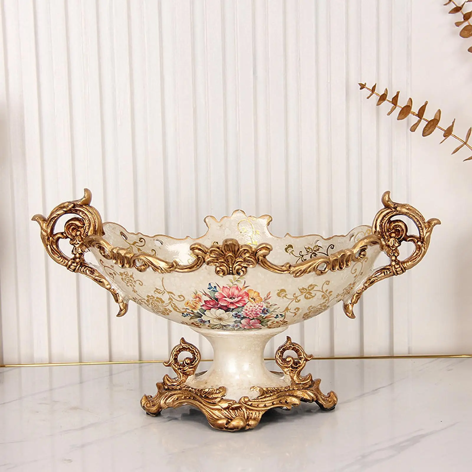 

Vintage Style Fruit Bowl Resin Ornament Organizer Dish Elegant Container Fruit Holder Tray for Candy Fruit Dessert Nuts Jewelry